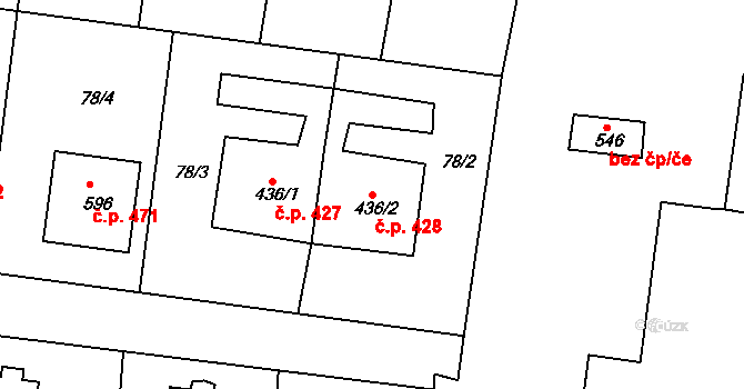 Černilov 428 na parcele st. 436/2 v KÚ Černilov, Katastrální mapa