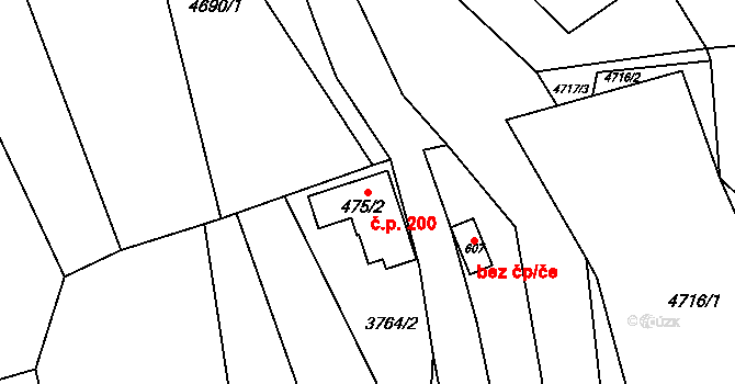 Halenkov 200 na parcele st. 475/2 v KÚ Halenkov, Katastrální mapa