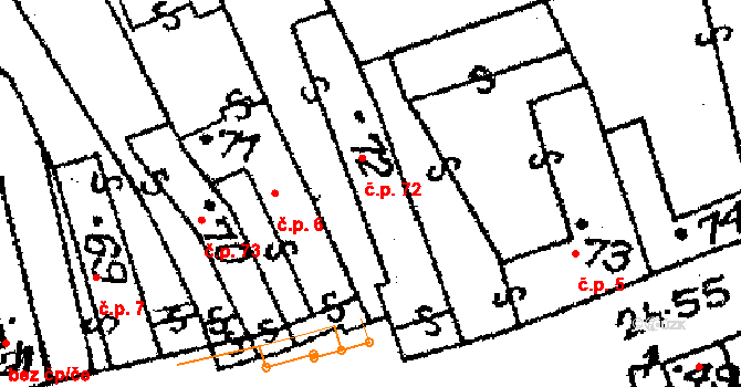 Loučka 72 na parcele st. 72 v KÚ Loučka u Valašského Meziříčí, Katastrální mapa