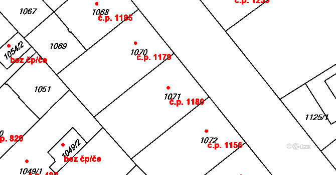 Nusle 1180, Praha na parcele st. 1071 v KÚ Nusle, Katastrální mapa
