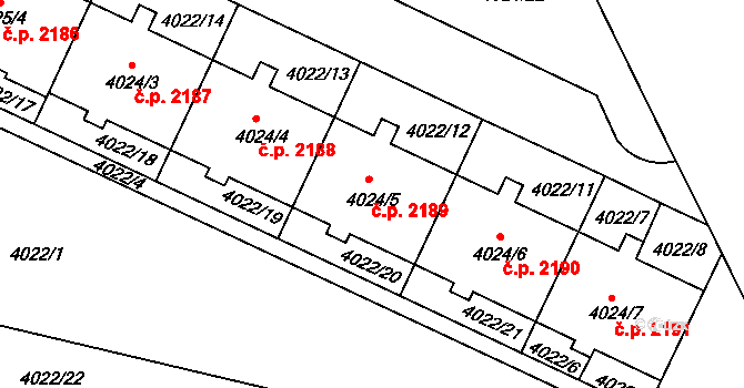 Strašnice 2189, Praha na parcele st. 4024/5 v KÚ Strašnice, Katastrální mapa