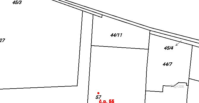 Líchovy 55, Dublovice na parcele st. 57 v KÚ Líchovy, Katastrální mapa