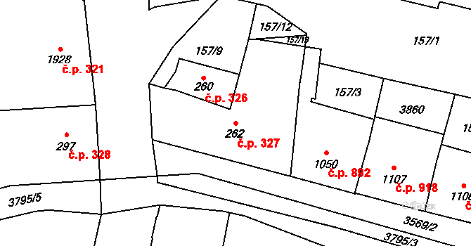 Dvůr Králové nad Labem 327 na parcele st. 262 v KÚ Dvůr Králové nad Labem, Katastrální mapa