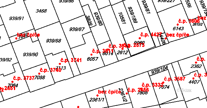 Hodonín 3612 na parcele st. 6014 v KÚ Hodonín, Katastrální mapa