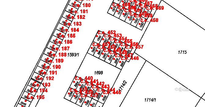 Kuřim 449 na parcele st. 3962 v KÚ Kuřim, Katastrální mapa