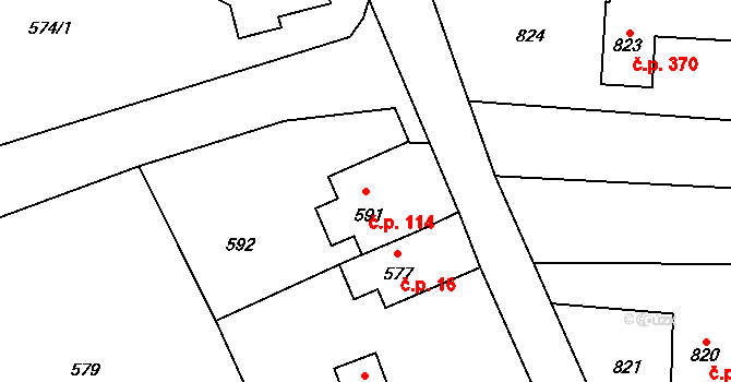 Dolní Datyně 114, Havířov na parcele st. 591 v KÚ Dolní Datyně, Katastrální mapa