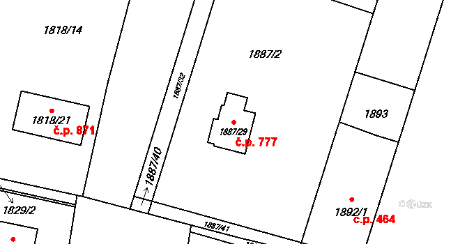 Skřečoň 777, Bohumín na parcele st. 1887/29 v KÚ Skřečoň, Katastrální mapa