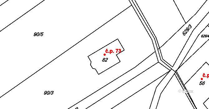 Štarnov 73, Přemyslovice na parcele st. 82 v KÚ Štarnov u Přemyslovic, Katastrální mapa