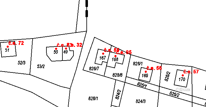 Lužný 55, Perštejn na parcele st. 167 v KÚ Černýš, Katastrální mapa