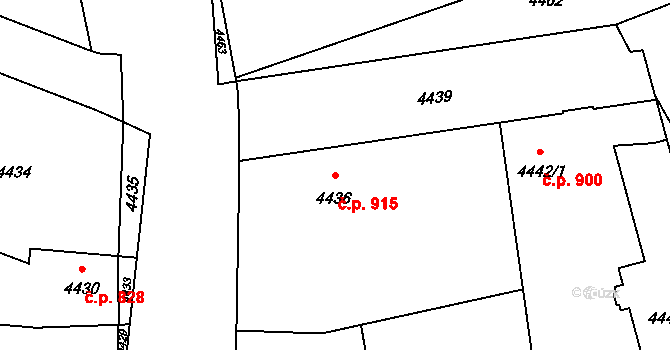 Město 915, Orlová na parcele st. 4436 v KÚ Orlová, Katastrální mapa