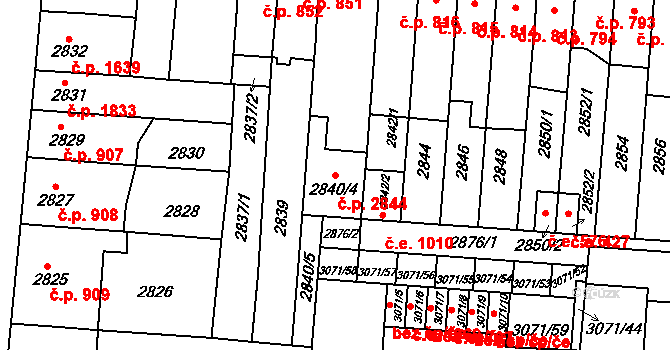 Líšeň 2844, Brno na parcele st. 2840/4 v KÚ Líšeň, Katastrální mapa