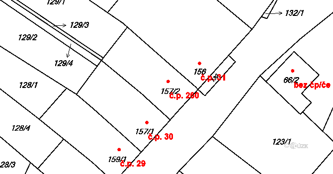 Němčičky 260 na parcele st. 157/2 v KÚ Němčičky u Hustopečí, Katastrální mapa