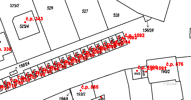 Dobšice 1096 na parcele st. 156/15 v KÚ Dobšice u Znojma, Katastrální mapa