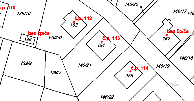 Dolní Ostrovec 113, Ostrovec na parcele st. 154 v KÚ Dolní Ostrovec, Katastrální mapa