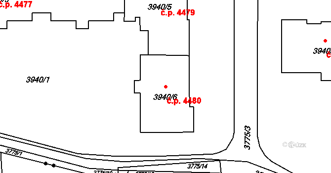 Poruba 4480, Ostrava na parcele st. 3940/6 v KÚ Poruba-sever, Katastrální mapa