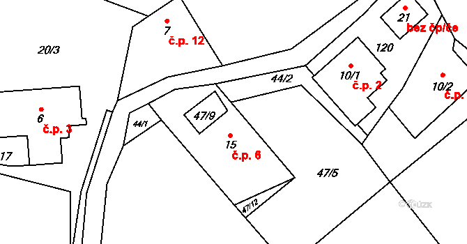 Moravská Cikánka 6, Svratka na parcele st. 15 v KÚ Moravská Cikánka, Katastrální mapa