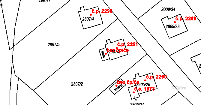 Teplice 39149951 na parcele st. 2807/9 v KÚ Teplice, Katastrální mapa