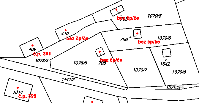 Chrastava 40801951 na parcele st. 708 v KÚ Chrastava I, Katastrální mapa