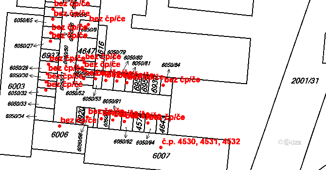 Zlín 41179951 na parcele st. 6050/84 v KÚ Zlín, Katastrální mapa