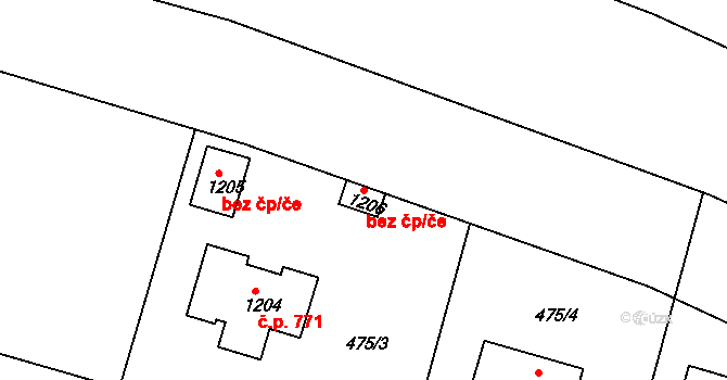 Chrast 41391951 na parcele st. 1206 v KÚ Chrast, Katastrální mapa