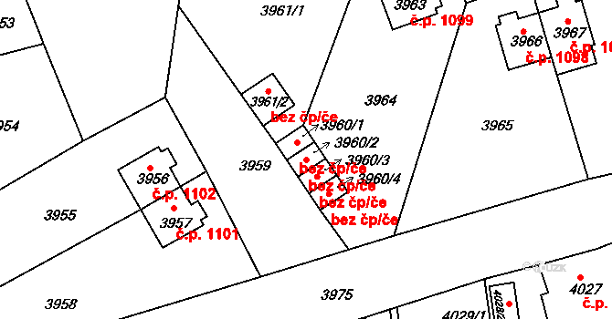 Ústí nad Labem 41466951 na parcele st. 3960/2 v KÚ Střekov, Katastrální mapa