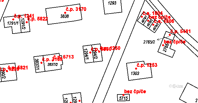 Zlín 1250 na parcele st. 1294/2 v KÚ Zlín, Katastrální mapa