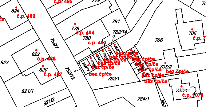 Kosmonosy 42276951 na parcele st. 782/8 v KÚ Kosmonosy, Katastrální mapa