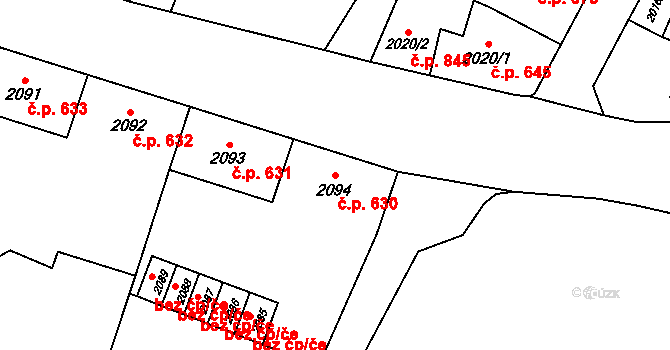 Vítkov 630 na parcele st. 2094 v KÚ Vítkov, Katastrální mapa