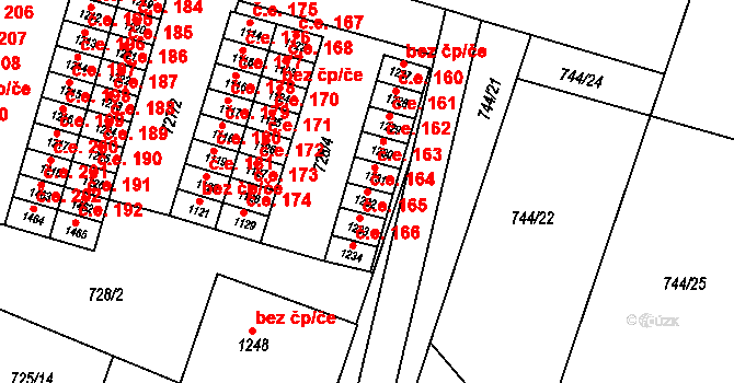Litovel 164 na parcele st. 1232 v KÚ Litovel, Katastrální mapa