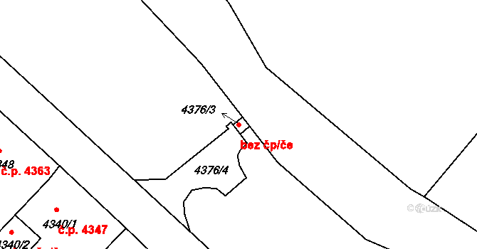 Chomutov 43028951 na parcele st. 4376/3 v KÚ Chomutov II, Katastrální mapa