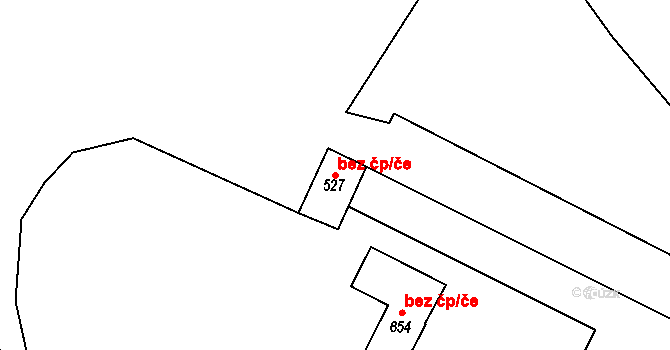 Hrádek 43555951 na parcele st. 527 v KÚ Nová Huť, Katastrální mapa