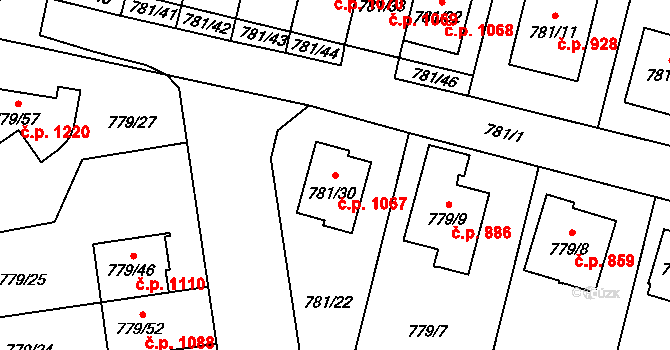 Kylešovice 1067, Opava na parcele st. 781/30 v KÚ Kylešovice, Katastrální mapa