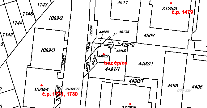 Brno 45557951 na parcele st. 4491/2 v KÚ Řečkovice, Katastrální mapa