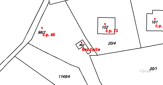 Kozmice 48410951 na parcele st. 98/2 v KÚ Kozmice u Benešova, Katastrální mapa