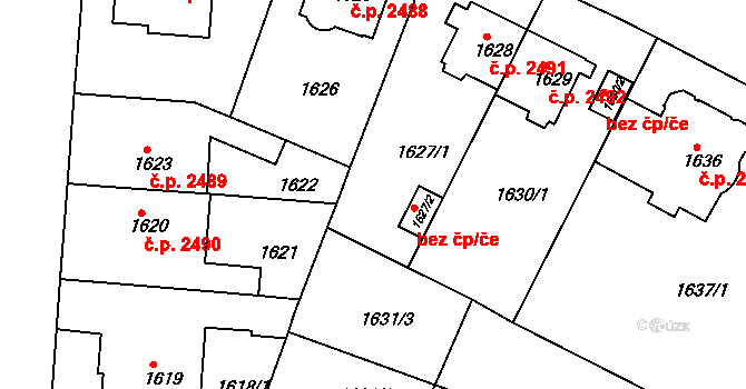 Teplice 48447951 na parcele st. 1627/2 v KÚ Teplice, Katastrální mapa
