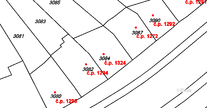 Kunovice 1324 na parcele st. 3084 v KÚ Kunovice u Uherského Hradiště, Katastrální mapa