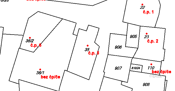 Holešovice 5, Chroustovice na parcele st. 35 v KÚ Holešovice u Chroustovic, Katastrální mapa