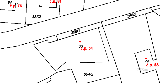 Slavkovice 54, Vyžice na parcele st. 73 v KÚ Vyžice, Katastrální mapa