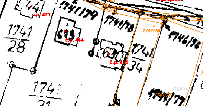 Přerov nad Labem 424 na parcele st. 630 v KÚ Přerov nad Labem, Katastrální mapa