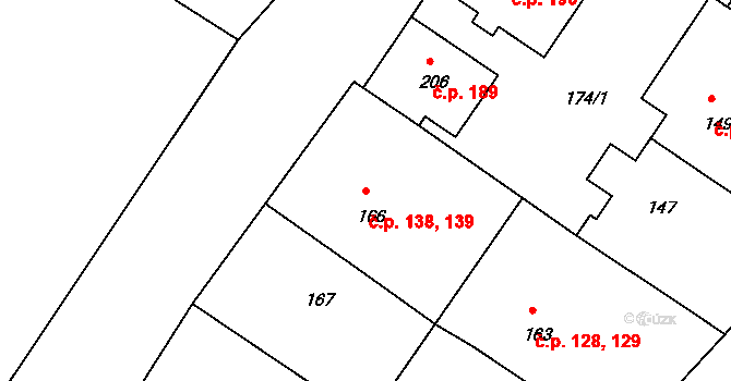 Orlice 138,139, Letohrad na parcele st. 166 v KÚ Orlice, Katastrální mapa