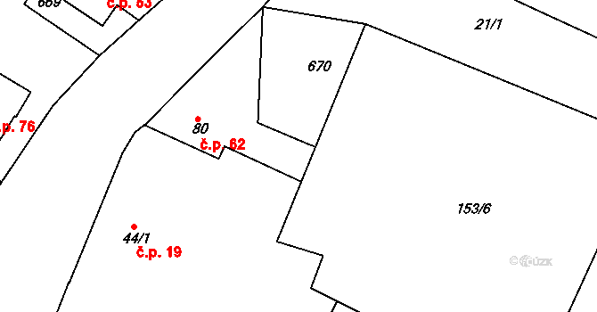 Byškovice 62, Neratovice na parcele st. 80 v KÚ Byškovice, Katastrální mapa