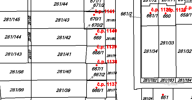 Kralupy nad Vltavou 1139 na parcele st. 668/1 v KÚ Lobeč, Katastrální mapa