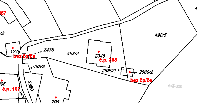 Heřmanův Městec 355 na parcele st. 2346 v KÚ Heřmanův Městec, Katastrální mapa