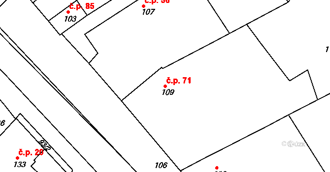 Zvole 71, Rychnovek na parcele st. 109 v KÚ Zvole, Katastrální mapa