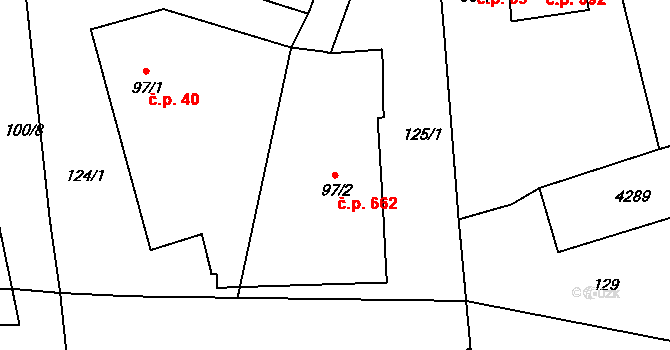 Černilov 662 na parcele st. 97/2 v KÚ Černilov, Katastrální mapa