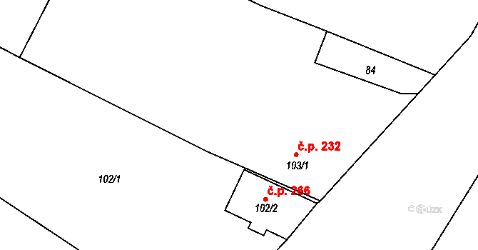 Kolešovice 232 na parcele st. 103/1 v KÚ Kolešovice, Katastrální mapa