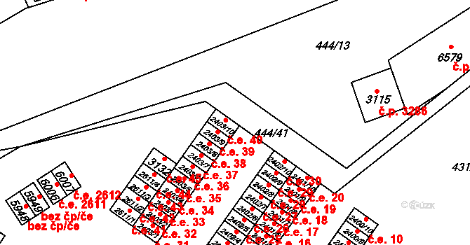 Žatec 40 na parcele st. 2403/10 v KÚ Žatec, Katastrální mapa