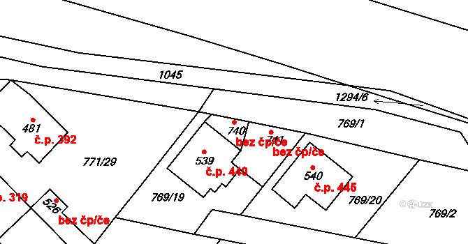 Cerhenice 93087951 na parcele st. 740 v KÚ Cerhenice, Katastrální mapa