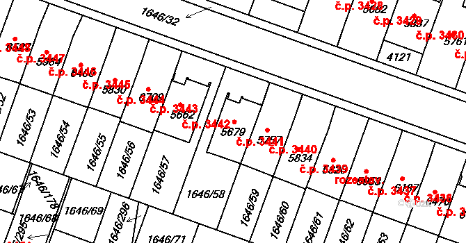 Havlíčkův Brod 3441 na parcele st. 5679 v KÚ Havlíčkův Brod, Katastrální mapa