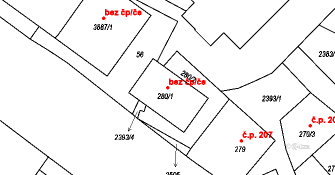 Ústí nad Orlicí 96249951 na parcele st. 280/1 v KÚ Ústí nad Orlicí, Katastrální mapa